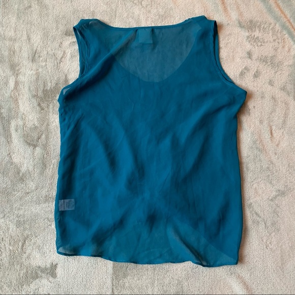 H.I.P Sheer Blue Button Down Tie Tank - Picture 4 of 6